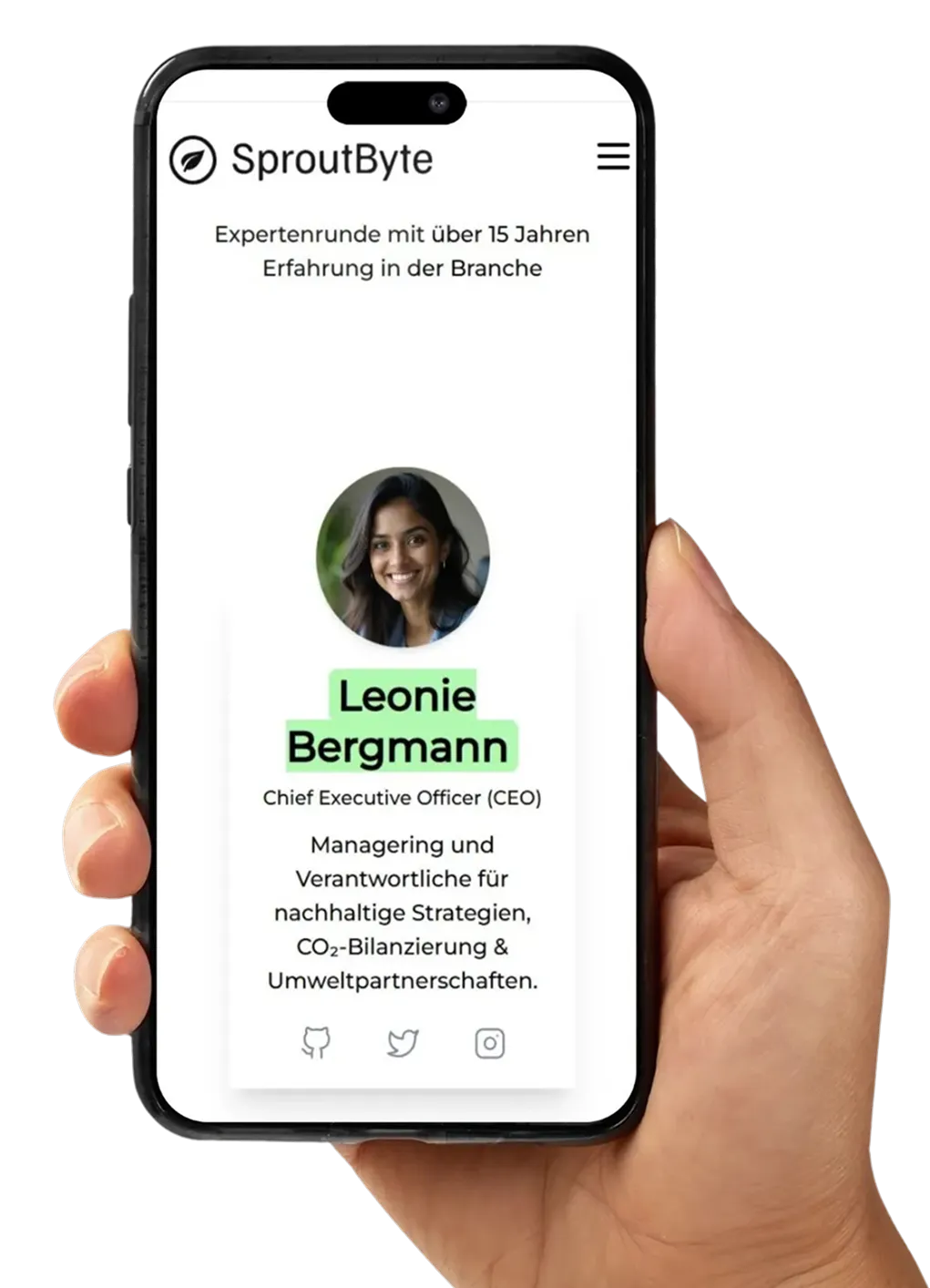 Mobile Ansicht der SproutByte Website